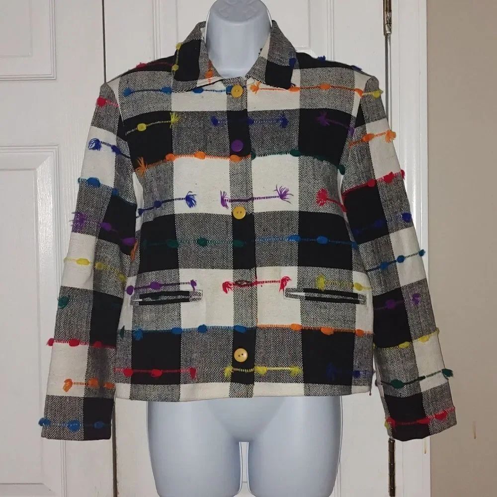 Estefanie's vintage  multicolor block pattern button down blazer jacket Sz S